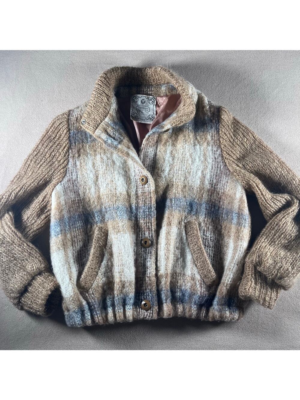 VTG Donegal Design Mohair Pure New Wool Plaid Womens Jacket/Blazer Made in IE